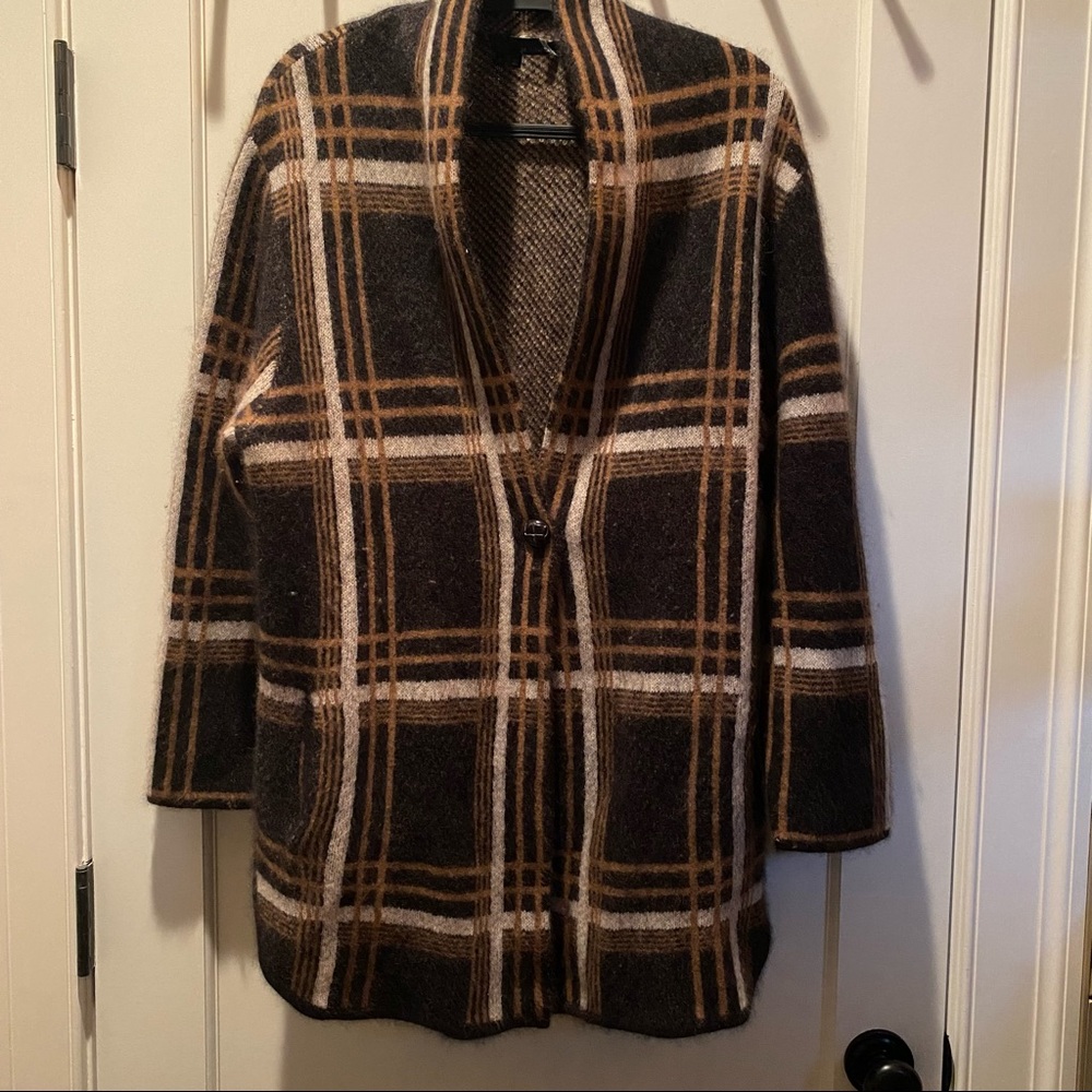 360 sweater wool plaid cardigan sweater
